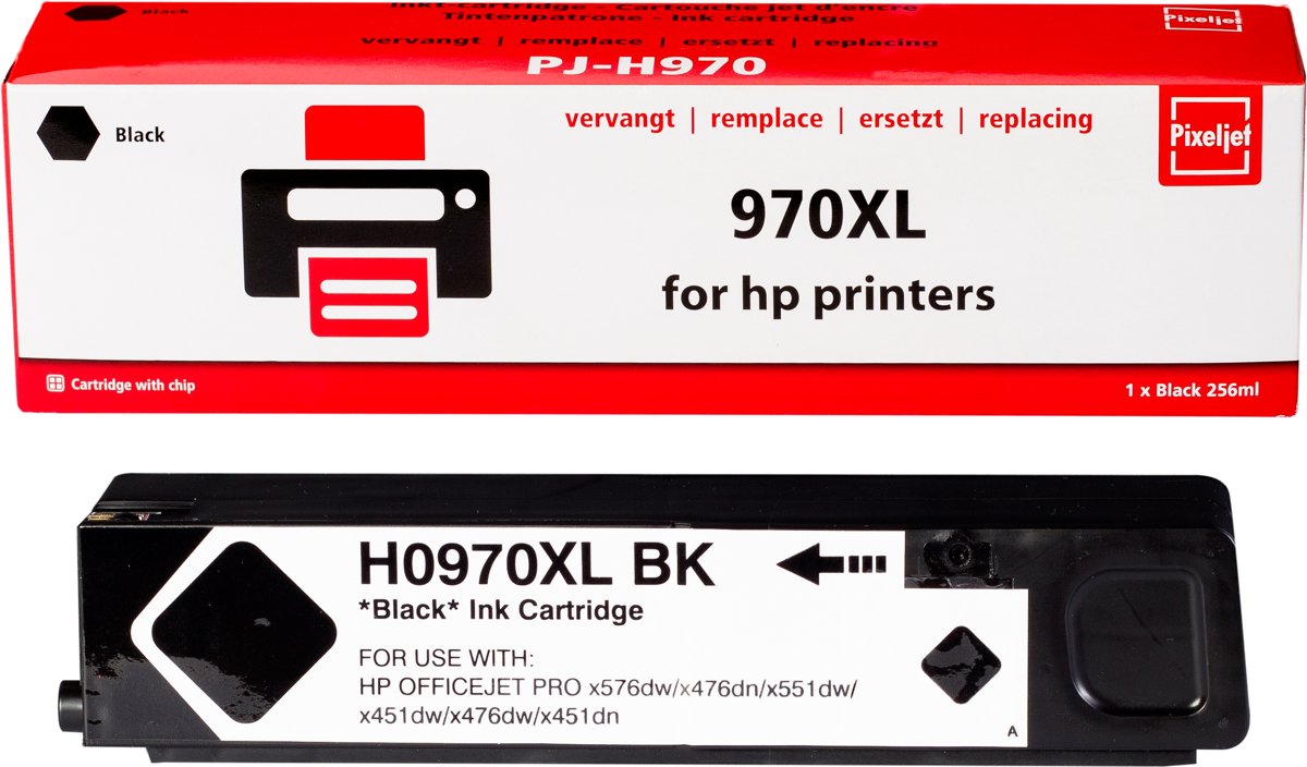 HP 970XL inktcartridge |Zwart| - Pixeljet